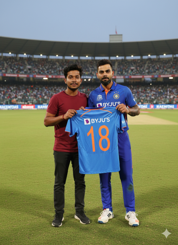 Photo with virat kohli image prompt — free Midjourney prompt preview