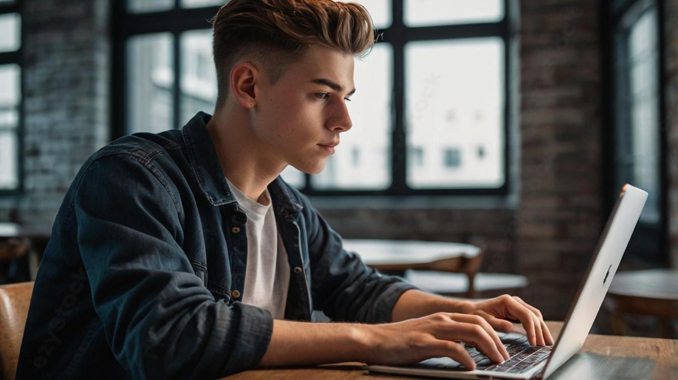 boy using laptop