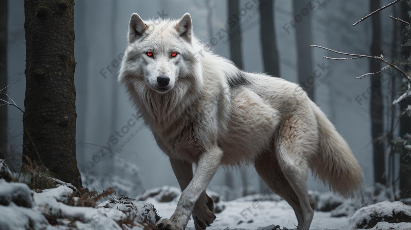 4k White Wolf In Snow Image