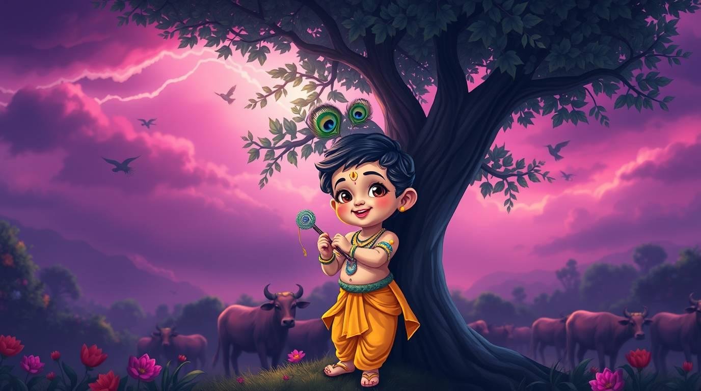 Download Free Little Krishna mobile Wallpaper loading=