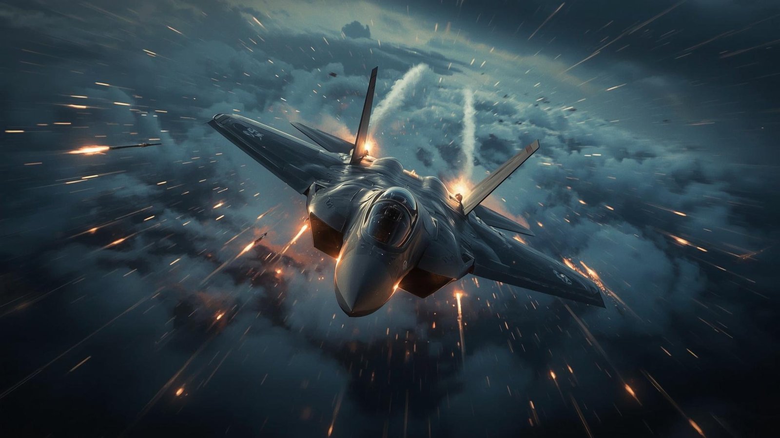 Download Free Fighter Jet Flying Over Clouds Wallpaper loading=