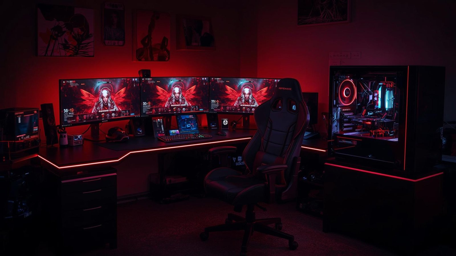 Download Free Red Gaming Room Wallpaper Aesthetic loading=