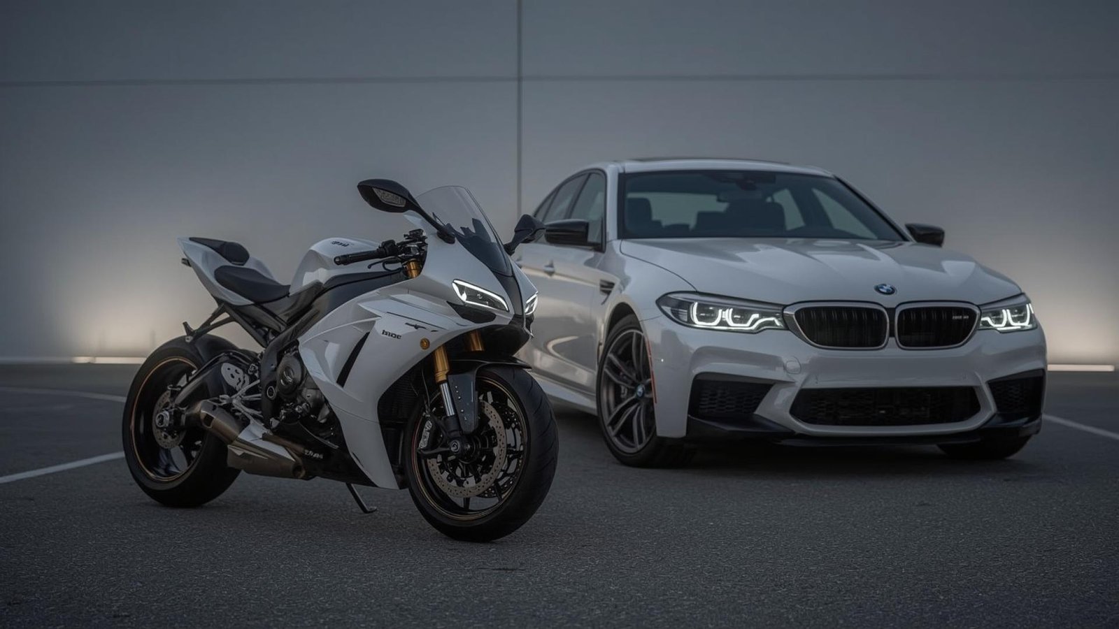 Download Free BMW M5 and S1000RR Duo Wallpaper loading=
