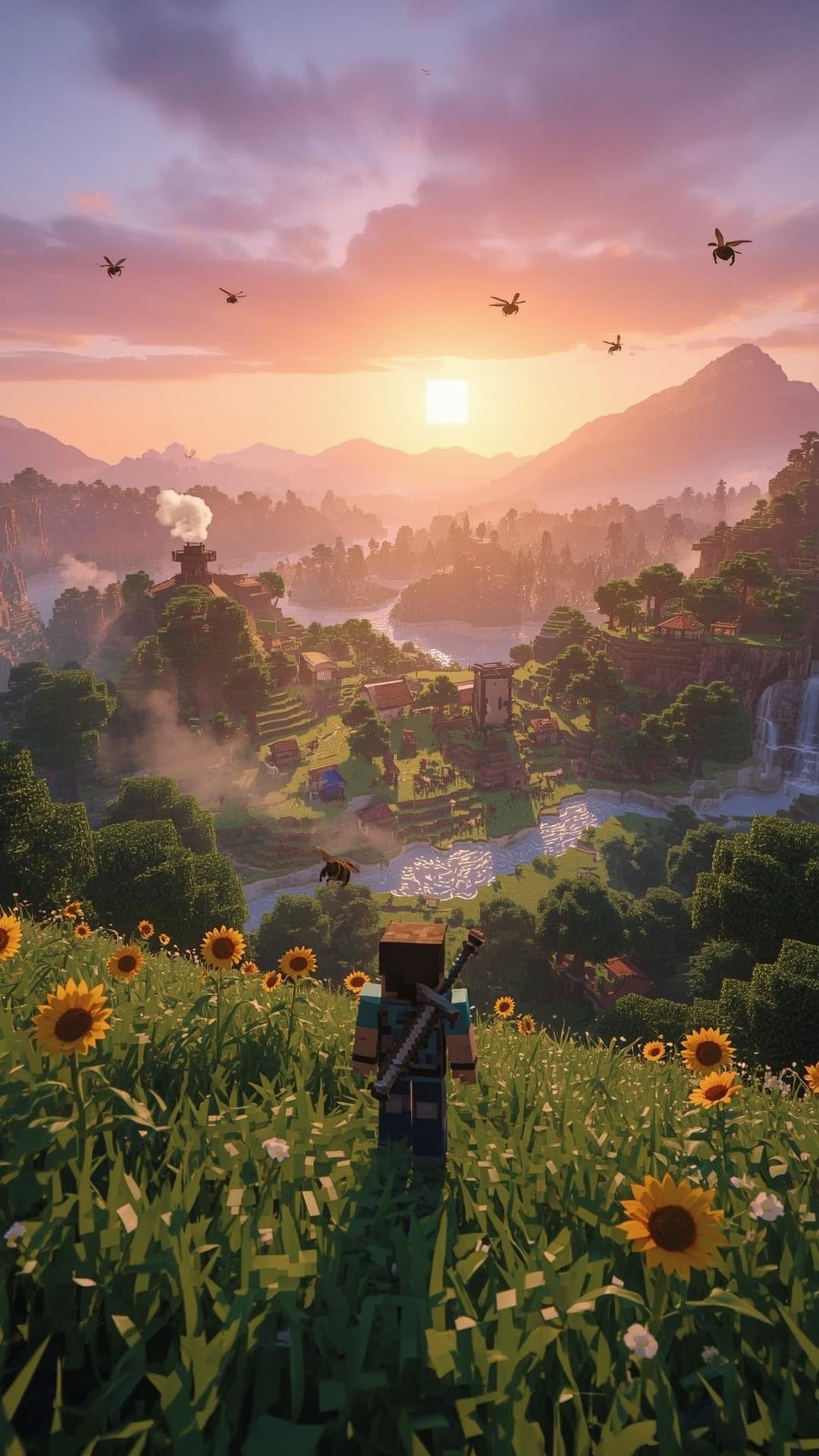 Download Free Vibrant Minecraft Scenery Wallpaper loading=