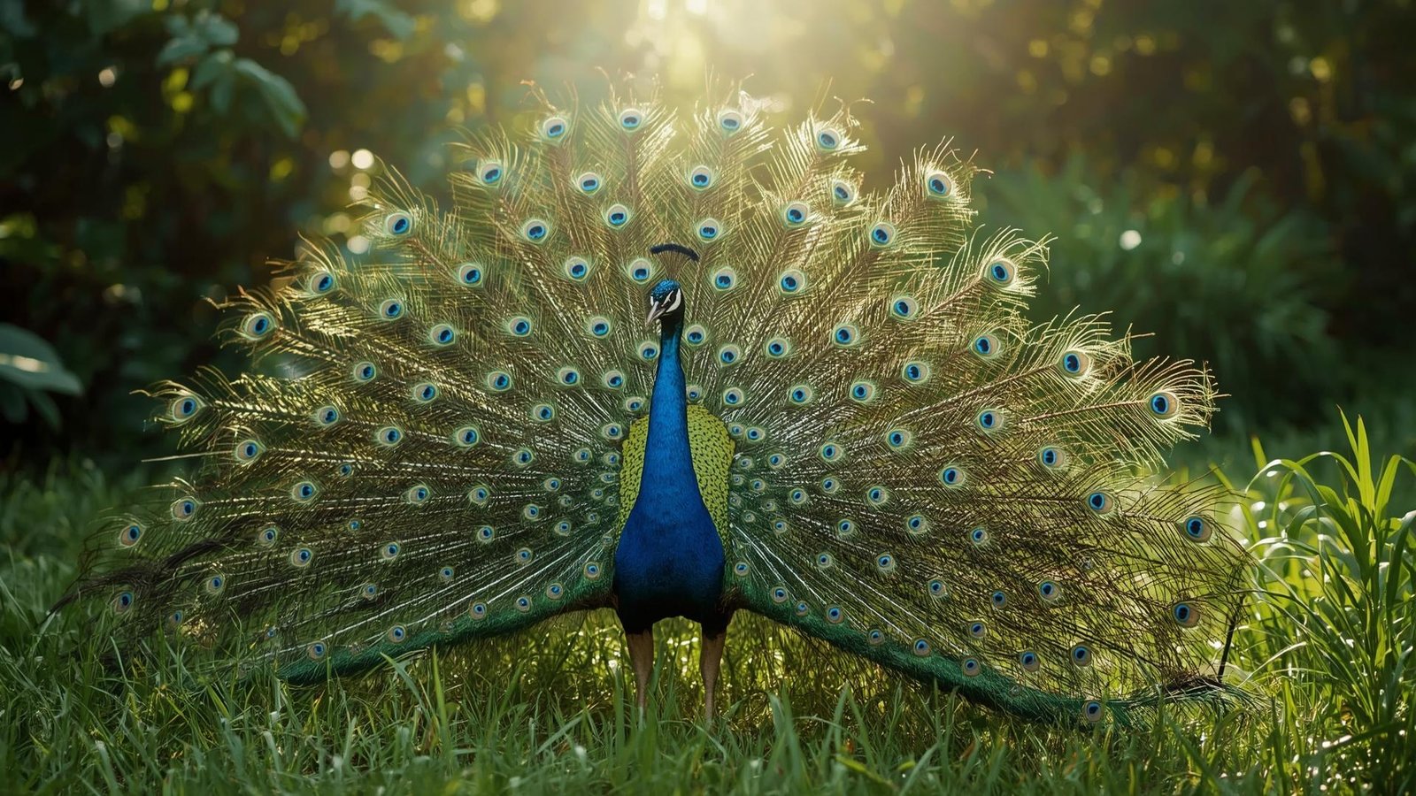 Download Free Elegant Peacock in Green Field loading=