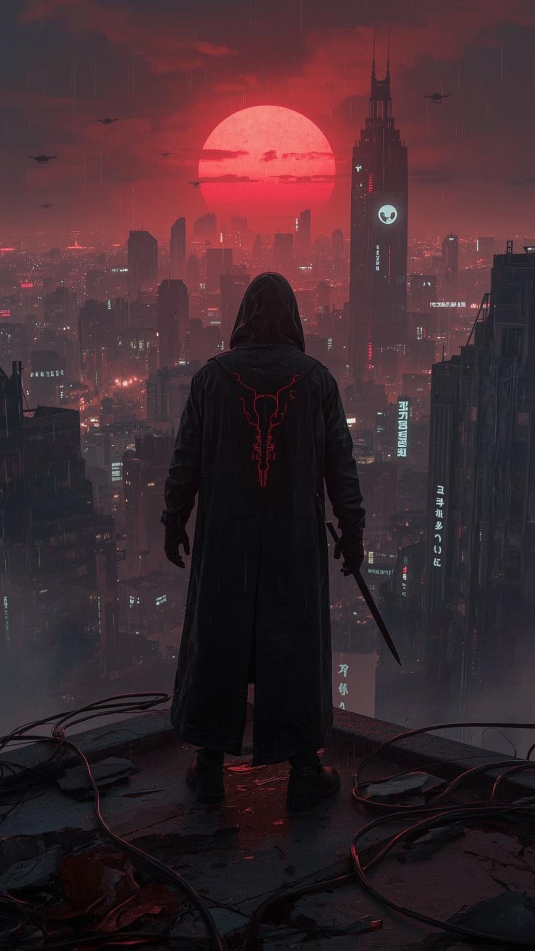 Download Free Ninja Neon Red Wallpaper loading=