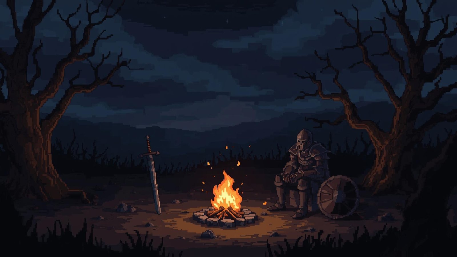 Download Free 16-Bit Dark Fantasy Knight Wallpaper