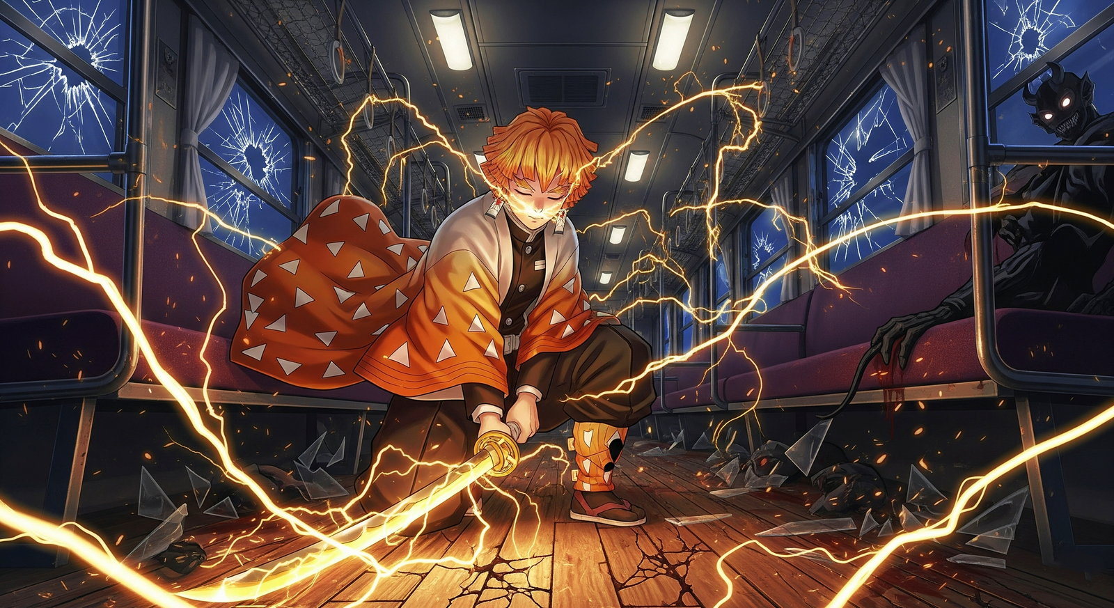 Download Free Zenitsu in mugen train wallpaper