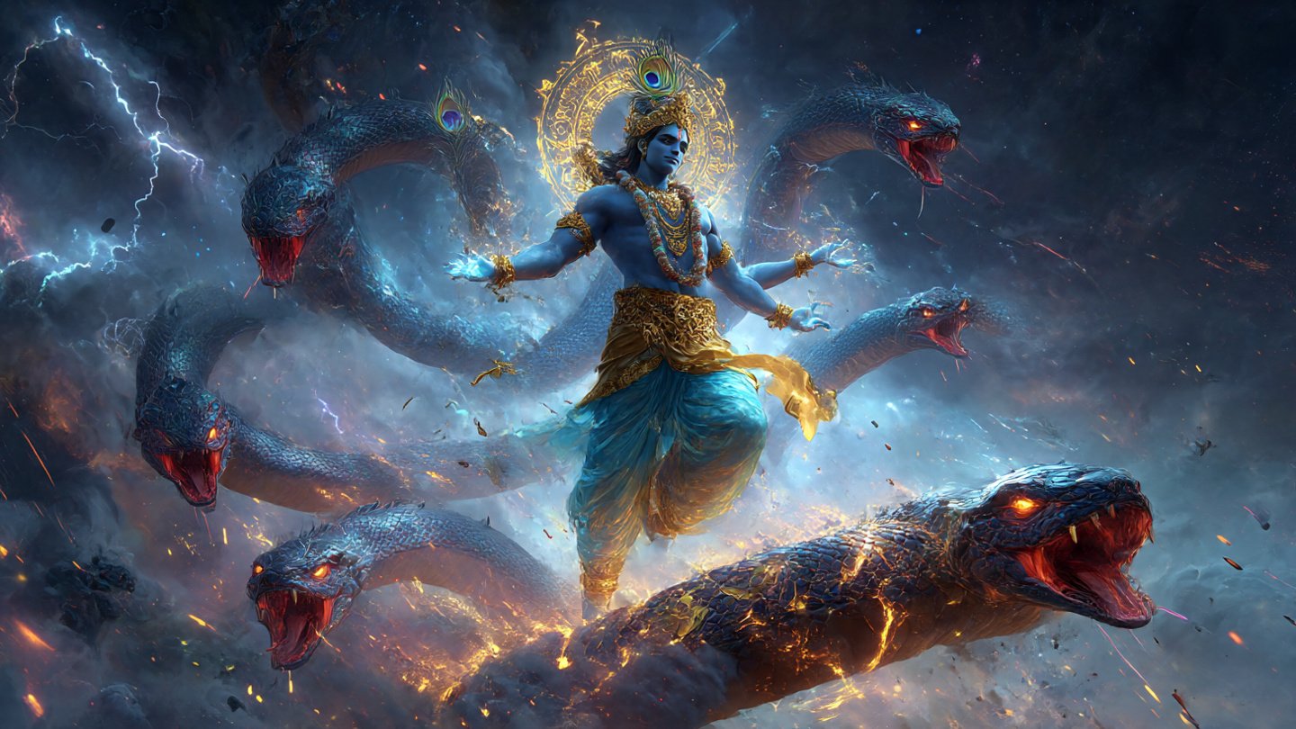 Krishna Dancing On Kalia Naag - Download at FreezyStock