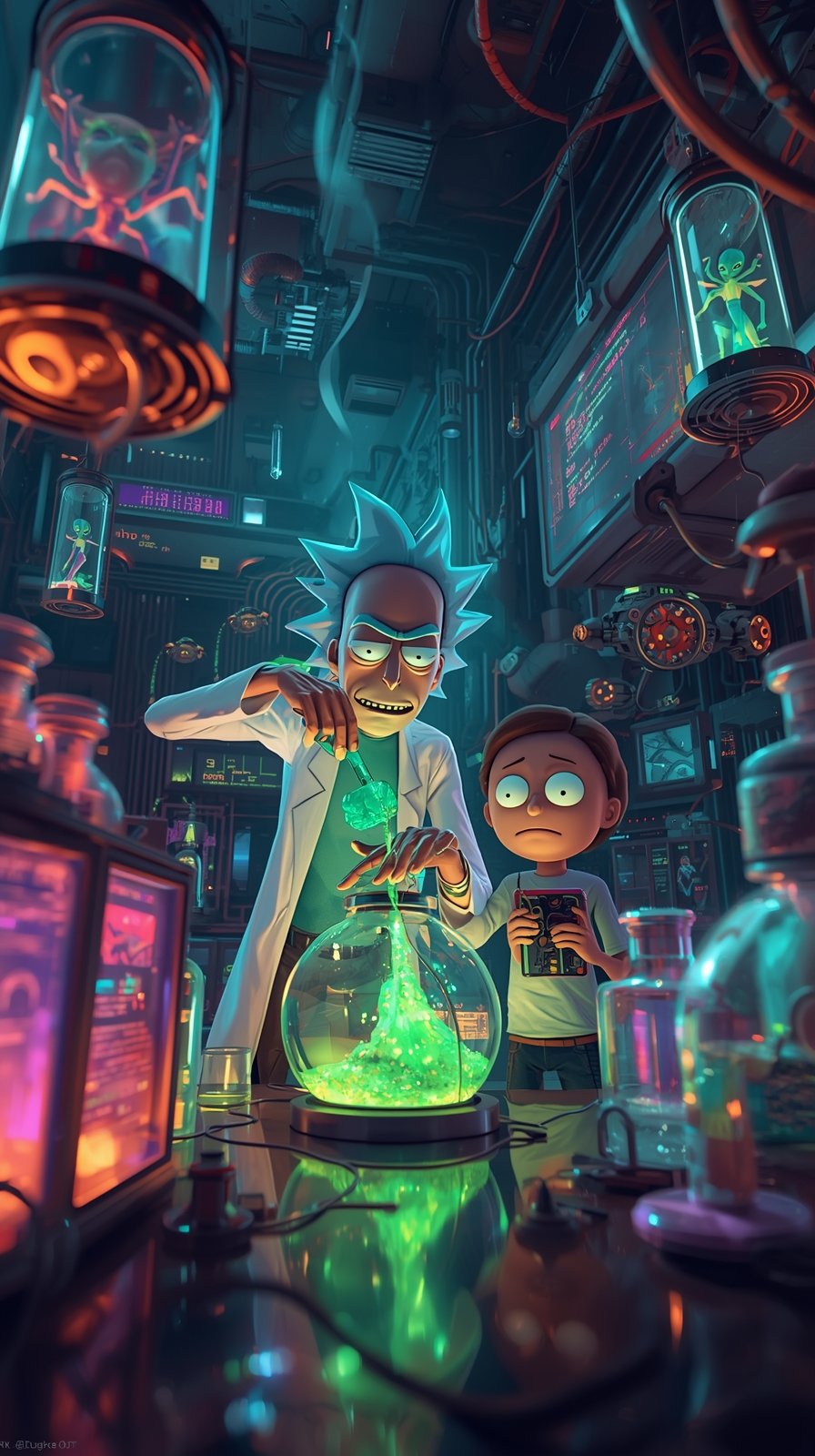 Rick And Morty Amoled Phone Wallpaper HD 4K wallpaper for mobile and desktop, free HD background download for iPhone and laptop - FreezyStock