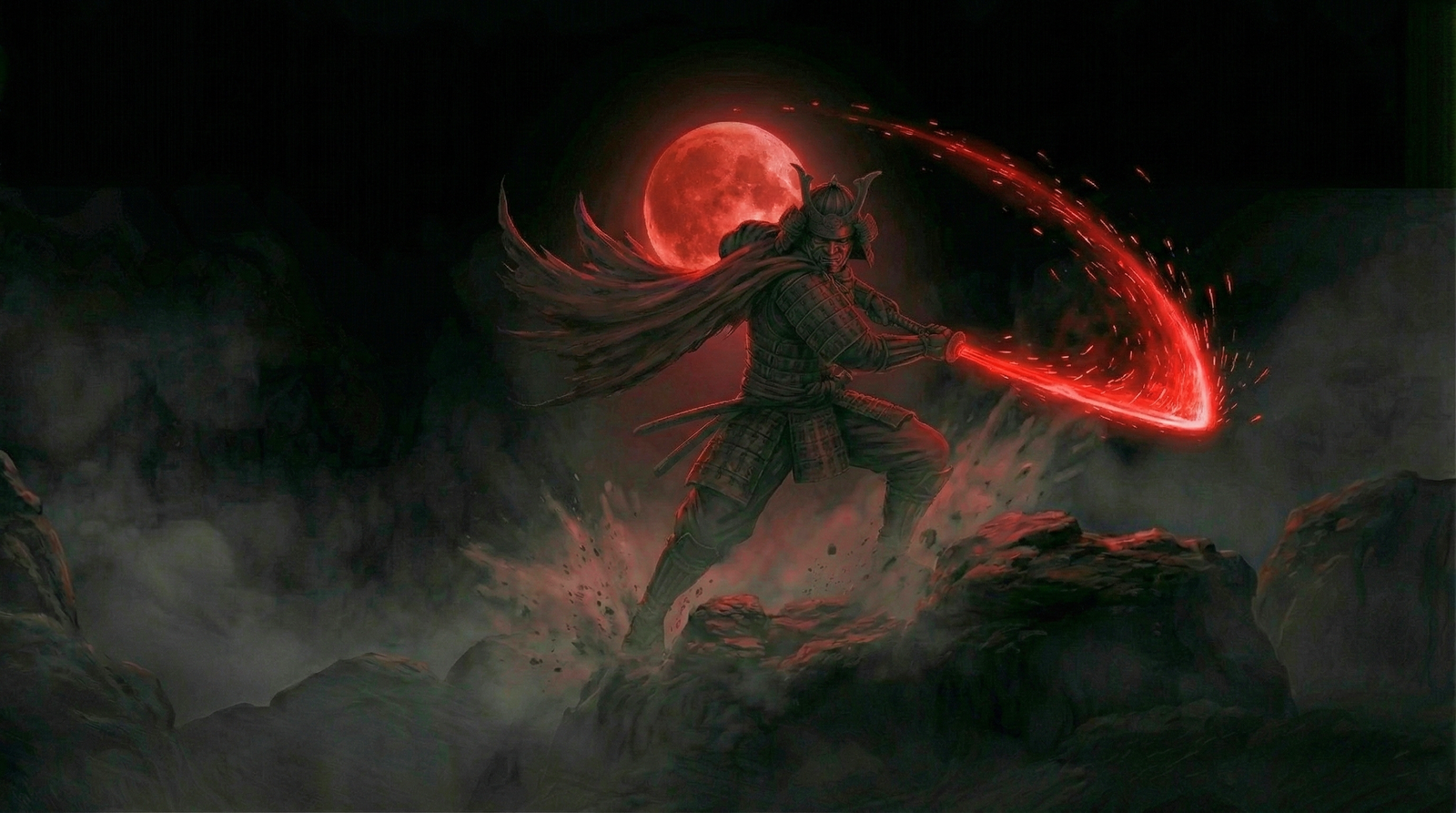 Dark Samurai Night Wallpaper HD 4K wallpaper for mobile and desktop, free HD background download for iPhone and laptop - FreezyStock