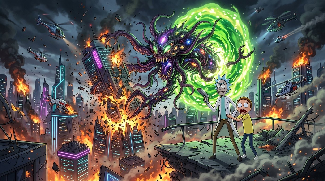 Rick Sanchez Green Portal Wallpaper 4k wallpaper