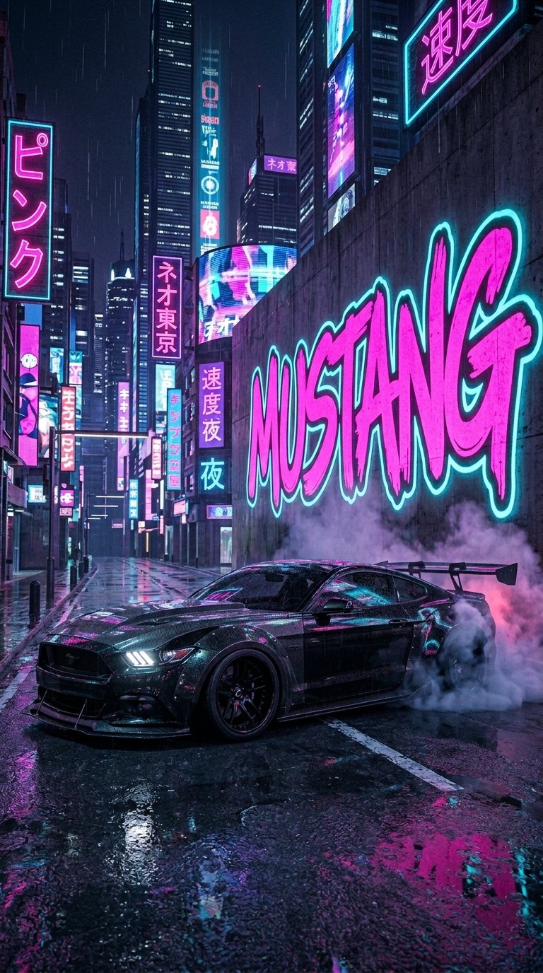 Mustang Gt Night Drive Iphone 4k wallpaper