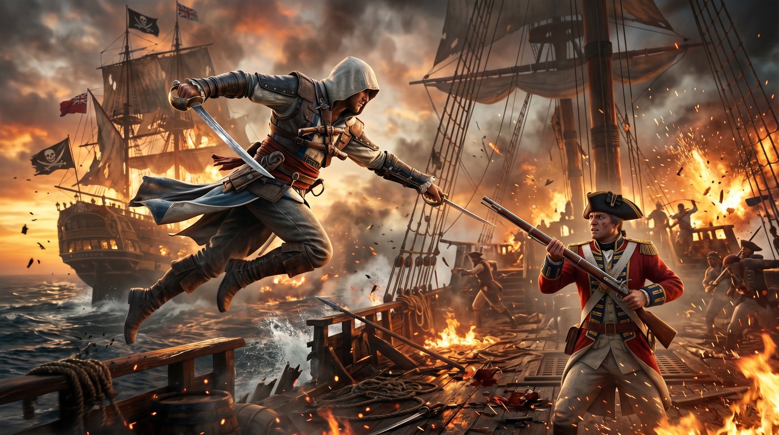 Black Flag Pirate Ship Hd 4k wallpaper