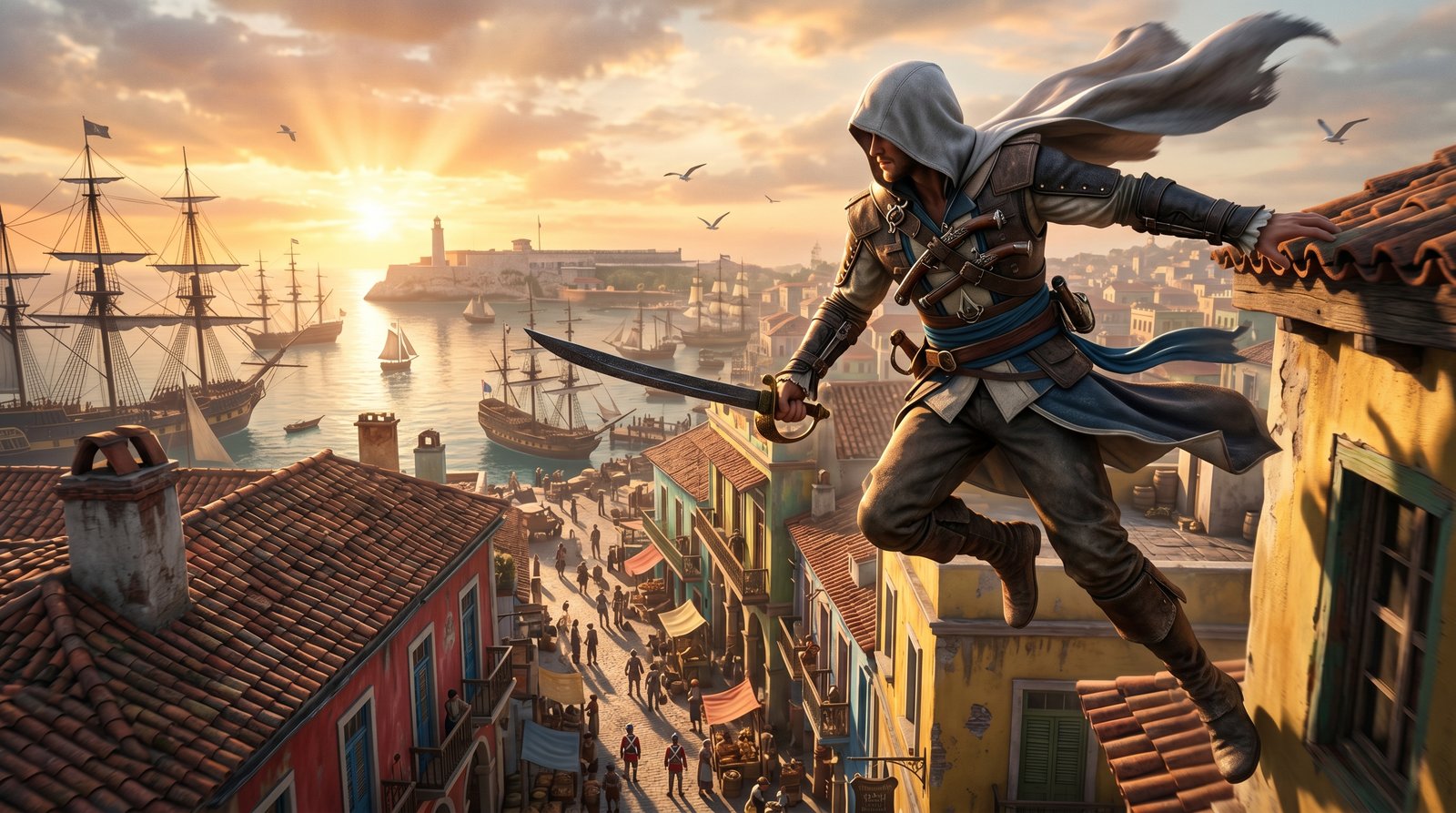 Edward Kenway Sword Fight 4k wallpaper