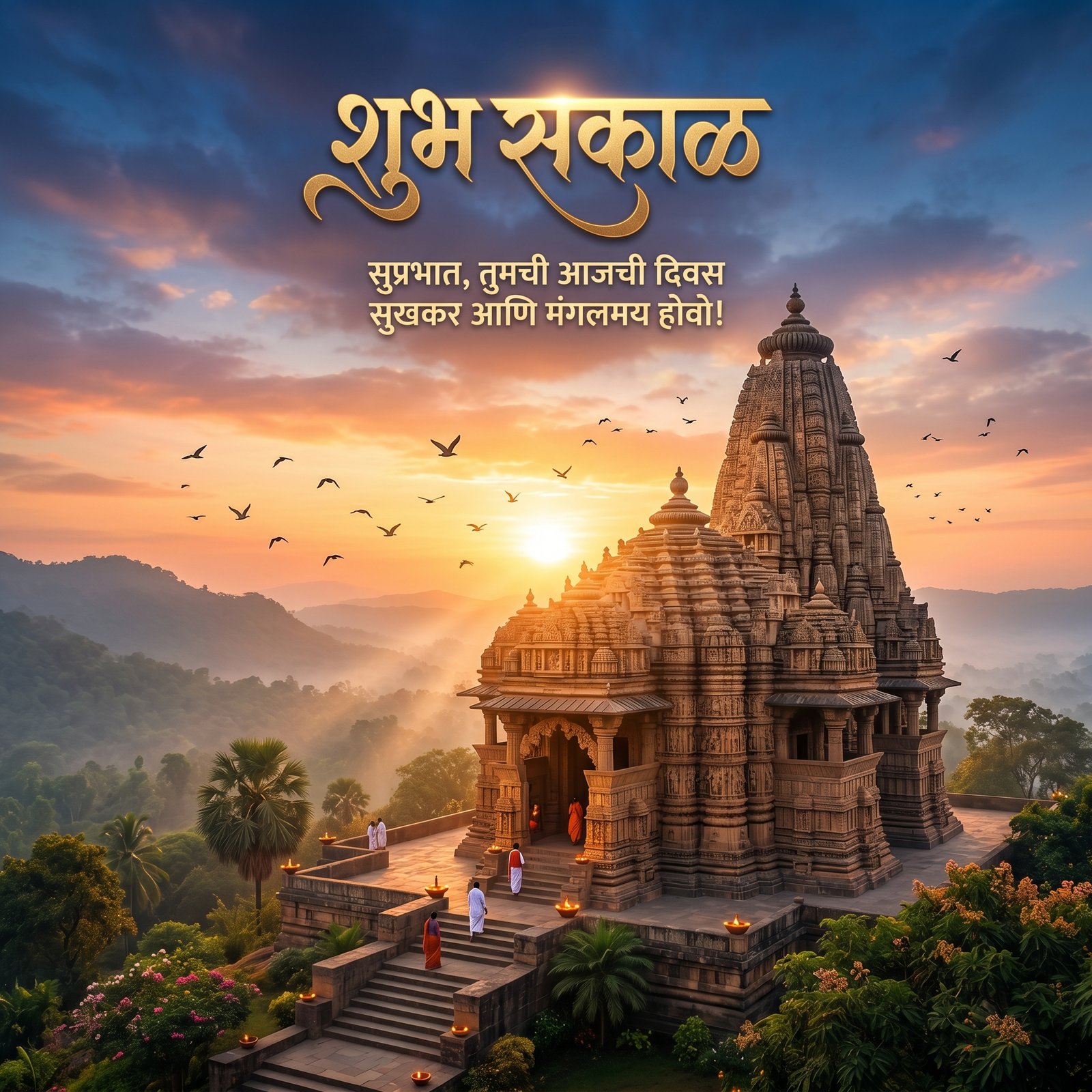 Download this beautiful Good Morning Marathi Wishes With Flowers wallpaper available in 1920x1080. Whether you need a fresh d