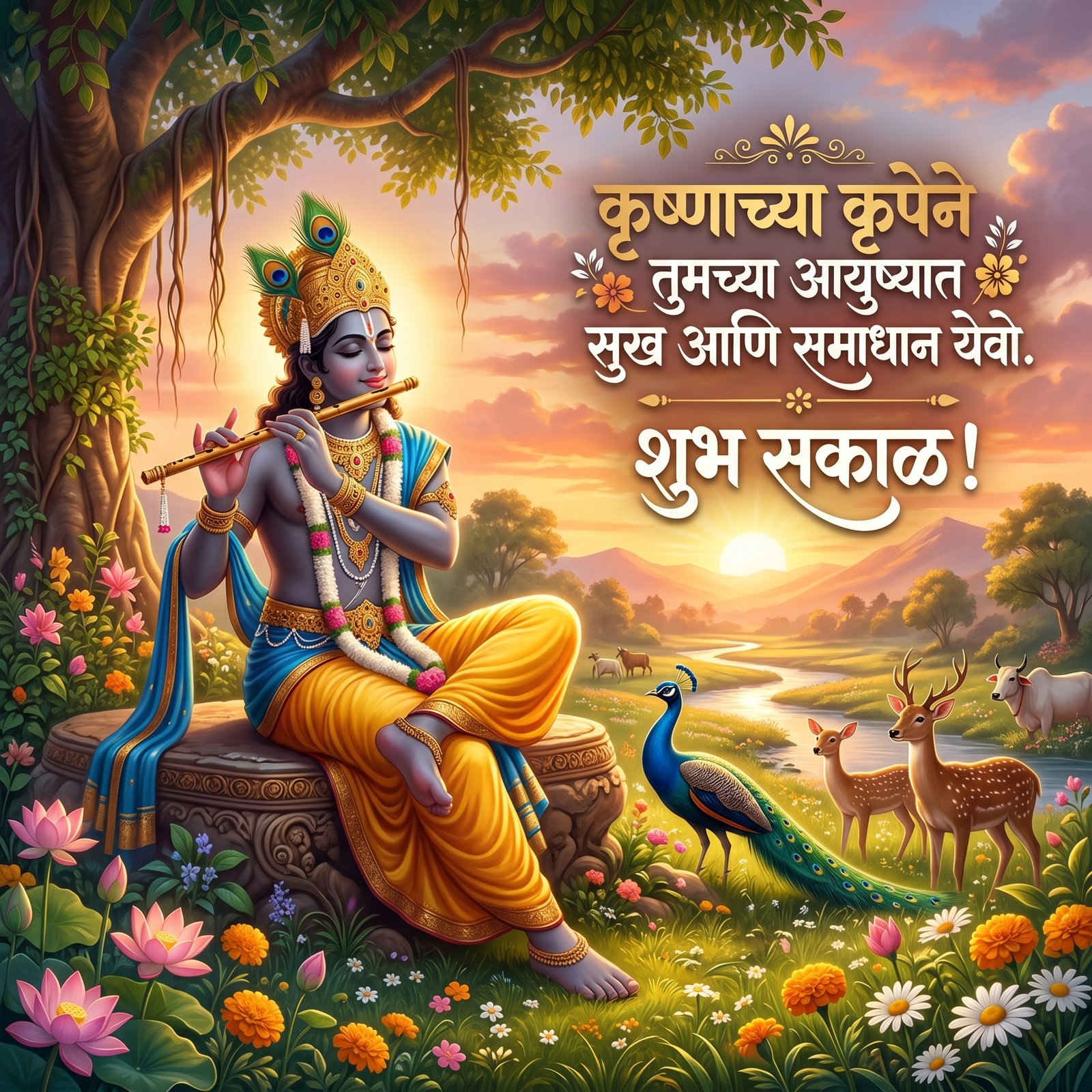 Download this Beautiful Good Morning Marathi Status in high quality design with 1920x1080 resolution. Perfect for your laptop