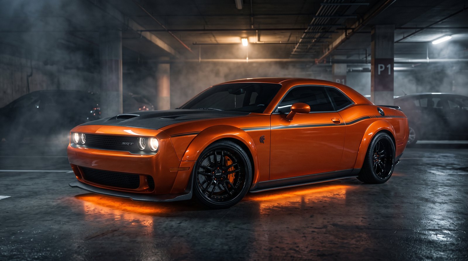 Download this Orange Dodge Challenger Widebody 2k 202607181747 in high quality design with 3840x2160 resolution. Perfect for