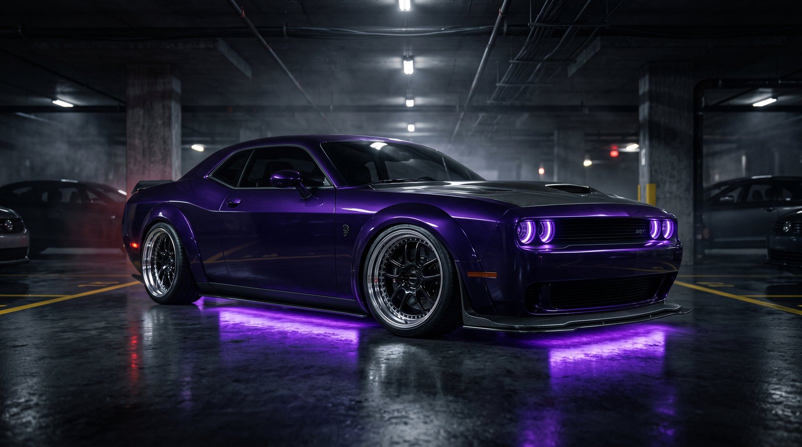 Download this beautiful Purple Dodge Challenger Underglow 2k 202607181747 wallpaper available in 3840x2160. Whether you need