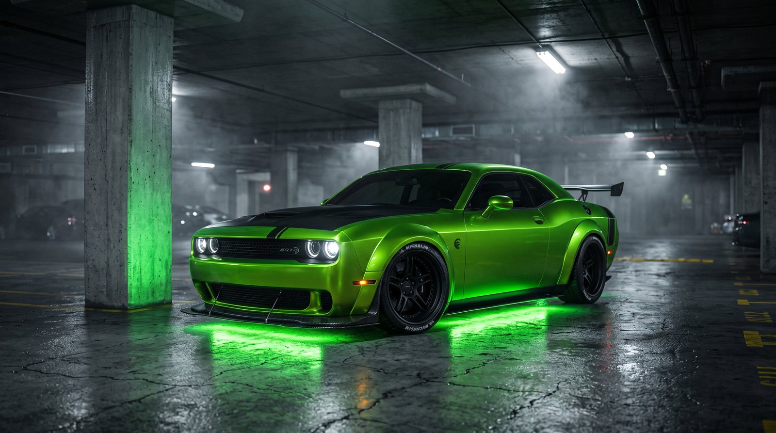 Download this Green Ford Mustang Glow Wallpaper in high quality design with 3840x2160 resolution. Perfect for your laptop, mo